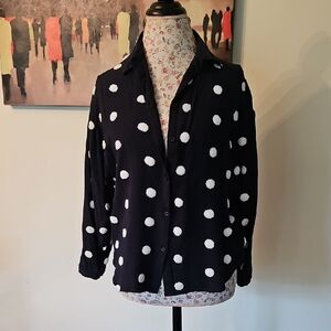 Zara Navy Blue Polka Dots Shirt.Size M